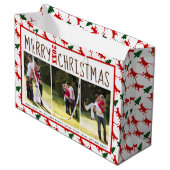 Voeg je foto's Merry Kerstcats en bomen toe Groot Cadeauzakje (Voorkant Gekanteld)