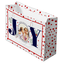 Voeg je foto's navy blue JOY en rode stippen toe Groot Cadeauzakje