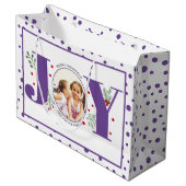 Voeg je foto's paarse JOY en polka dots Groot Cadeauzakje (Voorkant Gekanteld)