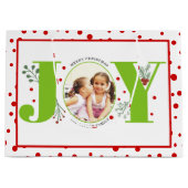 Voeg je foto's toe als groene JOY en rode stippen Groot Cadeauzakje (Voorkant)