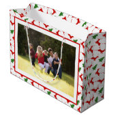 Voeg je foto's toe Merry Kerstherten en bomen Groot Cadeauzakje (Achterkant Gekanteld)