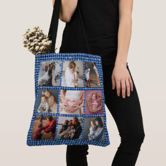 VOEG JE FOTO'S TOE Moederdag blue glitter Tote Bag