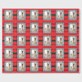 Voeg je hond of kat's portret kerstmis toe cadeaupapier (Vlak)