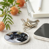 Voeg je hondenfoto hieraan toe sleutelhanger (Zijkant)