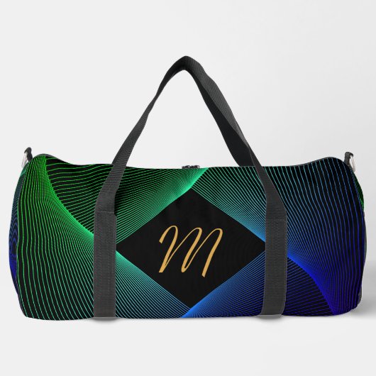 Voeg je Initiaal Geometric Green Blue Swirl toe Plunjezak (Voorkant)