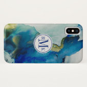 Voeg je Initialen toe | Abstract terrein - blauw Case-Mate iPhone Case (Achterkant (horizontaal))