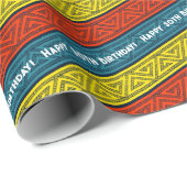 Voeg je leeftijd toe Happy Birthday Celtic Stripe  Cadeaupapier (Rol Hoek)