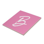 Voeg je Letter B Monogram roze wit toe Tegeltje (Zijkant)