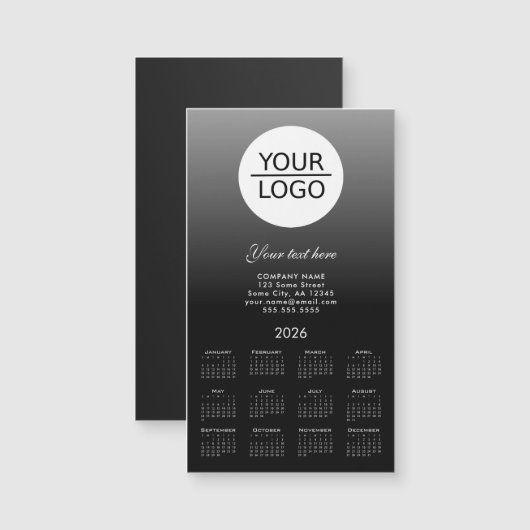 Voeg je Logo 2026 Kalender Bedrijf Promotie Grijs  (Voorkant / Achterkant)