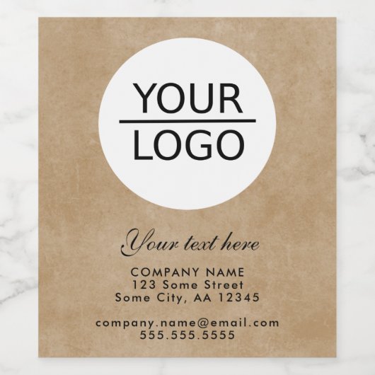 Voeg je Logo aangepaste tekst toe Rustige beige pr Wijn Etiket (Enkel label)