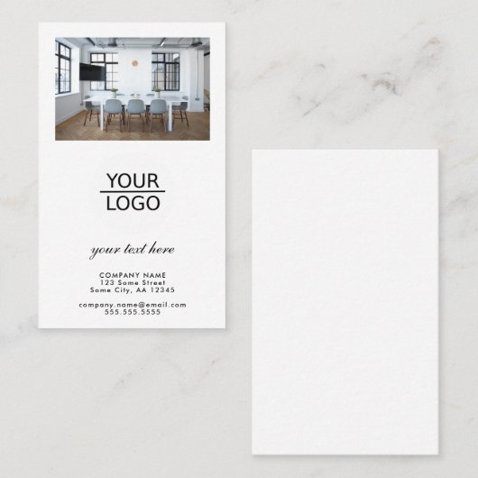 Voeg je Logo Aangepaste tekstpromotie White toe Visitekaartje (Voorkant / Achterkant)