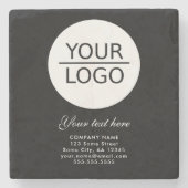 Voeg je Logo aangepaste tekstpromotie zwart toe Stenen Onderzetter (Voorkant)