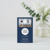 Voeg je Logo aangepaste tekstpromotiefoto Blauw to Visitekaartje (Staand voorkant)