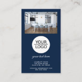 Voeg je Logo aangepaste tekstpromotiefoto Blauw to Visitekaartje (Voorkant)