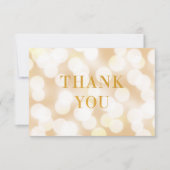 Voeg je Logo Champagne Bokeh Lights Faux Gold toe Bedankkaart (Voorkant)