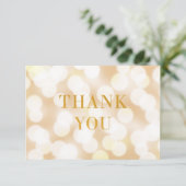 Voeg je Logo Champagne Bokeh Lights Faux Gold toe Bedankkaart (Staand voorkant)