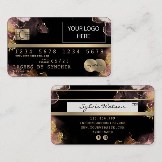 Voeg je Logo-creditcard met Gold en zwart toe Visitekaartje (Voorkant / Achterkant)