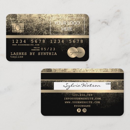 Voeg je Logo-creditcard met Gold en zwart toe Visitekaartje (Voorkant / Achterkant)