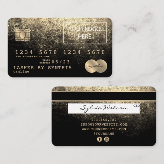 Voeg je Logo-creditcard met Gold en zwart toe Visitekaartje (Voorkant / Achterkant)