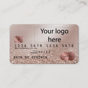 Voeg je Logo-creditcard Roos Gold Glitter toe Visitekaartje