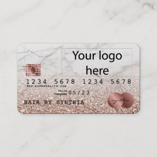 Voeg je Logo-creditcard Roos Gold Glitter toe Visitekaartje