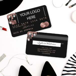 Voeg je logo Creditcard Stijl Roze Goud toe Visitekaartje