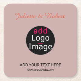 Voeg je Logo-dusty Roos-hue Art toe Kartonnen Onderzetters
