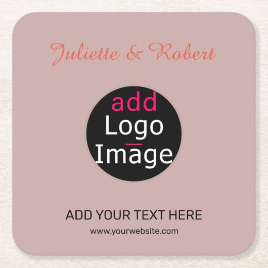 Voeg je Logo-dusty Roos-hue Art toe Kartonnen Onderzetters (Voorkant)