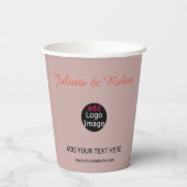 Voeg je Logo-dusty Roos-hue Art toe Papieren Bekers (Achterkant)