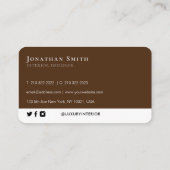 Voeg je Logo elegante luxe platte bruin toe Visitekaartje (Achterkant)