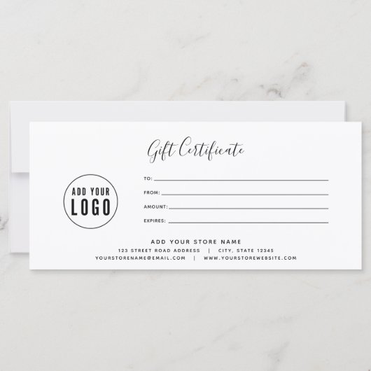 Voeg je Logo en bewerkbaar rand cadeaubon toe (Achterkant)