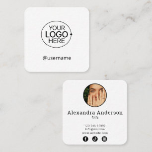 Voeg je Logo en foto-influencer toe Vierkante Visitekaartje