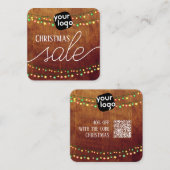 Voeg je Logo- en QR-code elegante kerstverkoop toe Vierkante Visitekaartje (Voorkant / Achterkant)