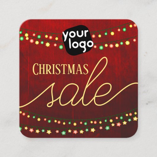 Voeg je Logo- en QR-code elegante kerstverkoop toe Vierkante Visitekaartje (Voorkant)