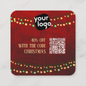 Voeg je Logo- en QR-code elegante kerstverkoop toe Vierkante Visitekaartje (Achterkant)