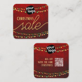 Voeg je Logo- en QR-code elegante kerstverkoop toe Vierkante Visitekaartje (Voorkant / Achterkant)