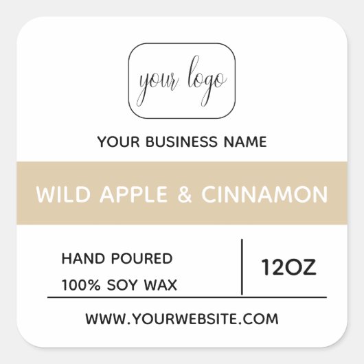 Voeg je logo havermout kleurenblok toe | Product Vierkante Sticker (Voorkant)