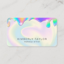 Voeg je logo holografische moderne make-up girly t visitekaartje