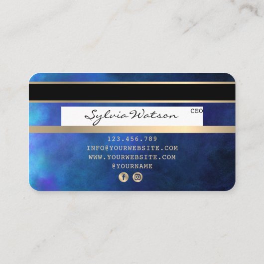 Voeg je Logo Kaart met goud en zeemacht toe Visitekaartje (Achterkant)