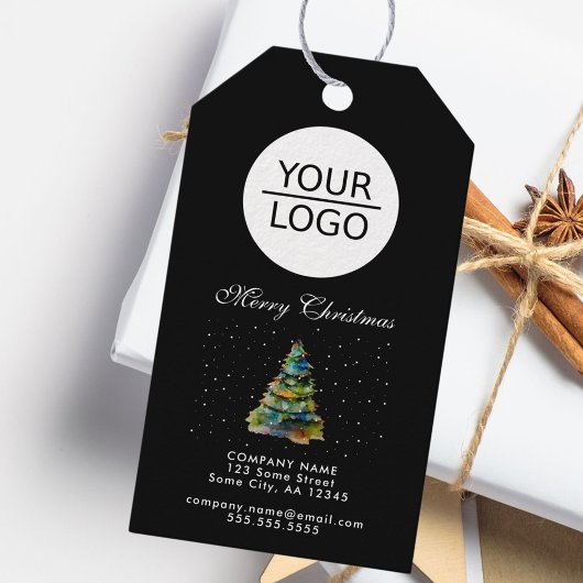 Voeg je Logo kerstbomen toe Cadeaulabel