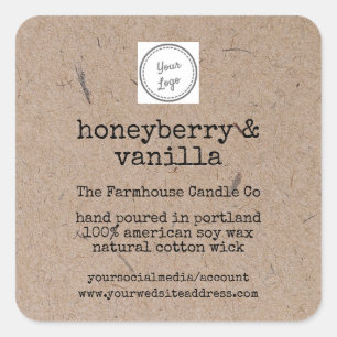 Voeg je logo Kraft Background Soy Candle toe Vierkante Sticker