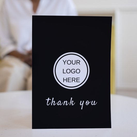 Voeg je Logo l Zwart-wit Script Promotioneel toe Bedankkaart