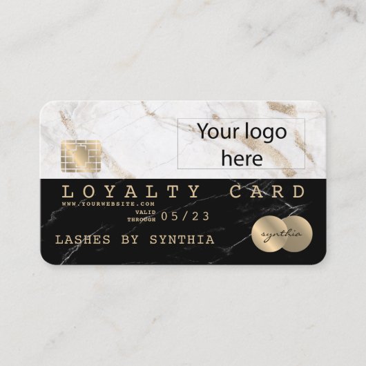 voeg je logo LOYALTY Credit Kaart Stileerde marmer Visitekaartje (Voorkant)