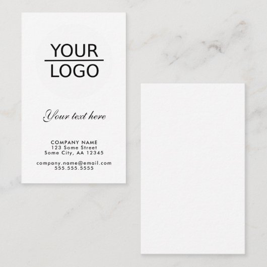 Voeg je Logo met Aangepaste tekstpromotie toe Visitekaartje (Voorkant / Achterkant)