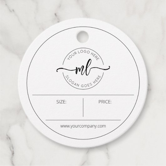 Voeg je Logo Modern Monogram Witte Kleding Label t (Voorkant)