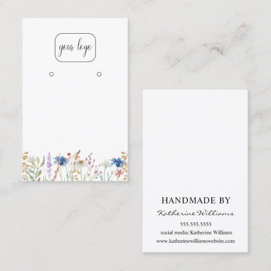 Voeg je Logo-oorscherm toe | Wilde bloemen Visitekaartje (Voorkant / Achterkant)