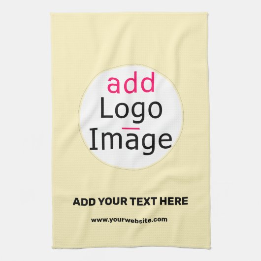 Voeg je Logo Promo  Vanilla Yellow toe Theedoek (Verticaal)