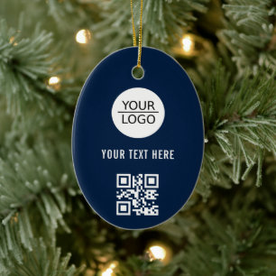 Voeg je Logo QR-code aangepaste tekstpromotievak t Keramisch Ornament