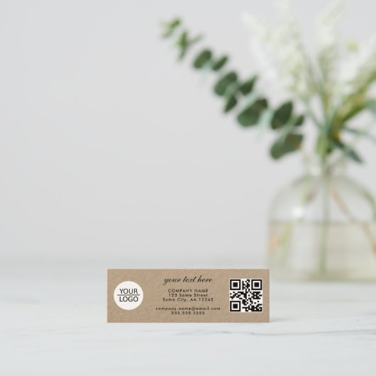 Voeg je Logo QR Code Custom Text Promotion Kraft t Mini Visitekaartje (Staand voorkant)
