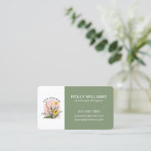 Voeg je Logo QR-code toe. Eenvoudige botanische co Visitekaartje (Staand voorkant)